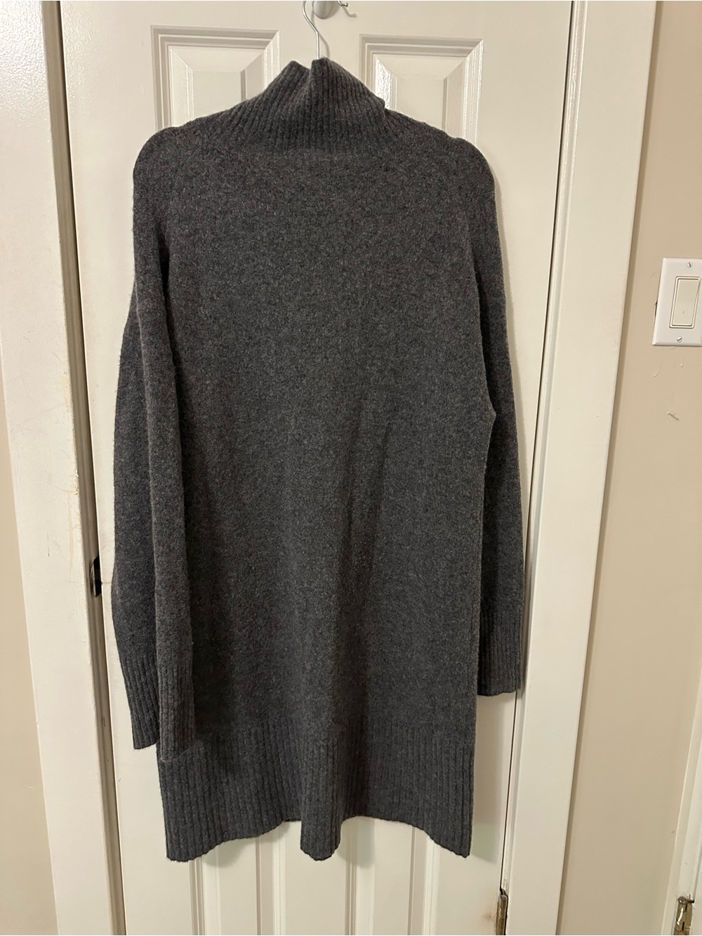 Everlane the Cozy Stretch Turtleneck Sweater Dress Grey wool blend L - Picture 4 of 7